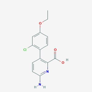 molecular formula C14H13ClN2O3 B6415500 6-Amino-3-(2-chloro-4-ethoxyphenyl)picolinic acid, 95% CAS No. 1261936-40-6