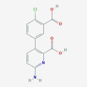 molecular formula C13H9ClN2O4 B6415533 6-Amino-3-(3-carboxy-4-chlorophenyl)picolinic acid, 95% CAS No. 1261905-35-4