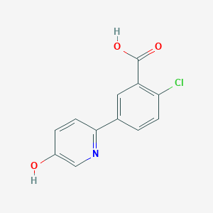 molecular formula C12H8ClNO3 B6415540 2-(3-Carboxy-4-chlorophenyl)-5-hydroxypyridine, 95% CAS No. 1261900-90-6
