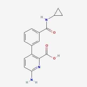 molecular formula C16H15N3O3 B6415548 6-Amino-3-[3-(cyclopropylaminocarbonyl)phenyl]picolinic acid, 95% CAS No. 1261962-86-0