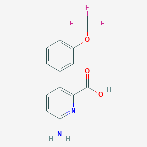 molecular formula C13H9F3N2O3 B6415553 6-Amino-3-(3-trifluoromethoxyphenyl)picolinic acid, 95% CAS No. 1258625-12-5