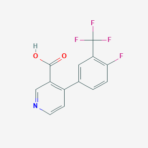 molecular formula C13H7F4NO2 B6415591 4-(4-Fluoro-3-trifluoromethylphenyl)nicotinic acid, 95% CAS No. 1262010-52-5