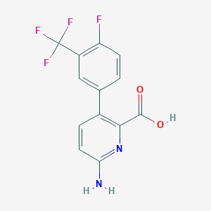 molecular formula C13H8F4N2O2 B6415635 6-Amino-3-(4-fluoro-3-trifluoromethylphenyl)picolinic acid, 95% CAS No. 1261939-45-0