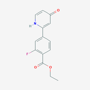 molecular formula C14H12FNO3 B6415642 2-[4-(Ethoxycarbonyl)-3-fluorophenyl]-4-hydroxypyridine, 95% CAS No. 1261905-58-1