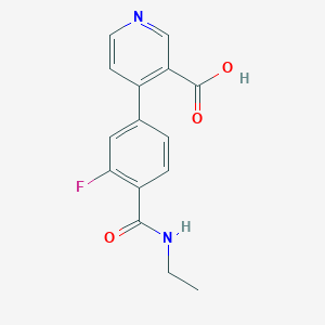 molecular formula C15H13FN2O3 B6415652 4-[4-(Ethylcarbamoyl)-3-fluorophenyl]nicotinic acid, 95% CAS No. 1261987-28-3