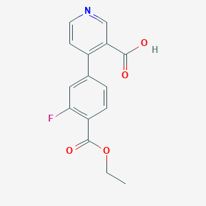 molecular formula C15H12FNO4 B6415657 4-[4-(Ethoxycarbonyl)-3-fluorophenyl]nicotinic acid, 95% CAS No. 1261999-82-9