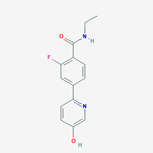 molecular formula C14H13FN2O2 B6415664 2-[4-(Ethylcarbamoyl)-3-fluorophenyl]-5-hydroxypyridine, 95% CAS No. 1261914-39-9