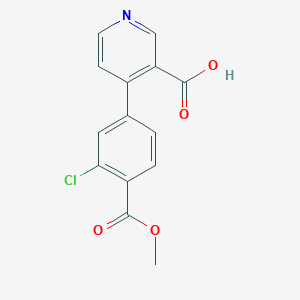 molecular formula C14H10ClNO4 B6415669 4-(3-Chloro-4-methoxycarbonylphenyl)nicotinic acid, 95% CAS No. 1261936-53-1