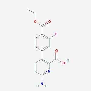 molecular formula C15H13FN2O4 B6415676 6-Amino-3-[4-(ethoxycarbonyl)-3-fluorophenyl]picolinic acid, 95% CAS No. 1261914-43-5