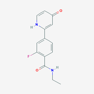 molecular formula C14H13FN2O2 B6415679 2-[4-(Ethylcarbamoyl)-3-fluorophenyl]-4-hydroxypyridine, 95% CAS No. 1261939-52-9