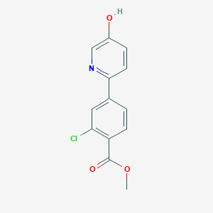 molecular formula C13H10ClNO3 B6415686 2-(3-Chloro-4-methoxycarbonylphenyl)-5-hydroxypyridine, 95% CAS No. 1261939-85-8