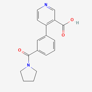 molecular formula C17H16N2O3 B6415731 4-(3-Pyrrolidinylcarbonylphenyl)nicotinic acid, 95% CAS No. 1261895-13-9