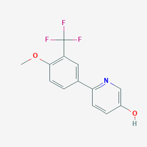 molecular formula C13H10F3NO2 B6415769 5-Hydroxy-2-(4-methoxy-3-trifluoromethylphenyl)pyridine, 95% CAS No. 1261963-41-0