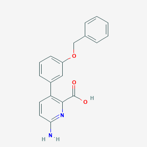molecular formula C19H16N2O3 B6415790 6-Amino-3-(3-benzyloxyphenyl)picolinic acid, 95% CAS No. 1258621-33-8