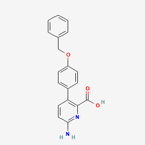 molecular formula C19H16N2O3 B6415847 6-Amino-3-(4-benzyloxyphenyl)picolinic acid, 95% CAS No. 1261936-62-2