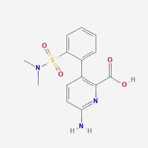 molecular formula C14H15N3O4S B6415882 6-Amino-3-(2-N,N-dimethylsulfamoylphenyl)picolinic acid, 95% CAS No. 1262000-10-1