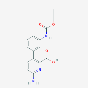 molecular formula C17H19N3O4 B6415901 6-Amino-3-(3-BOC-aminophenyl)picolinic acid, 95% CAS No. 1261987-51-2