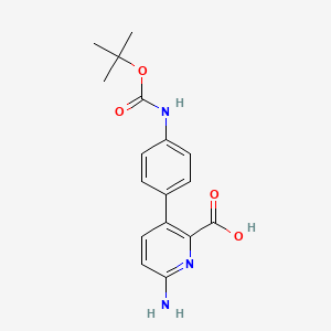 molecular formula C17H19N3O4 B6415939 6-Amino-3-(4-BOC-aminophenyl)picolinic acid, 95% CAS No. 1262011-19-7