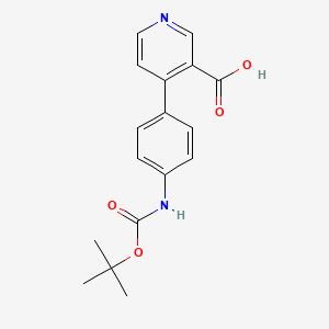 molecular formula C17H18N2O4 B6415951 4-(4-BOC-Aminophenyl)nicotinic acid, 95% CAS No. 1261914-98-0