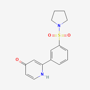 molecular formula C15H16N2O3S B6415974 4-Hydroxy-2-[3-(pyrrolidinylsulfonyl)phenyl]pyridine, 95% CAS No. 1261908-85-3