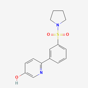 molecular formula C15H16N2O3S B6415981 5-Hydroxy-2-[3-(pyrrolidinylsulfonyl)phenyl]pyridine, 95% CAS No. 1261975-28-3