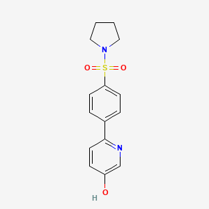 molecular formula C15H16N2O3S B6416007 5-Hydroxy-2-[4-(pyrrolidinylsulfonyl)phenyl]pyridine, 95% CAS No. 1261895-25-3