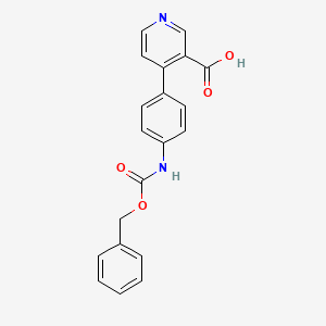 molecular formula C20H16N2O4 B6416028 4-(4-Cbz-Aminopheny)nicotinic acid, 95% CAS No. 1261940-13-9
