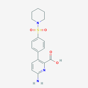 molecular formula C17H19N3O4S B6416036 6-Amino-3-[4-(piperidin-1-ylsulfonyl)phenyl]picolinic acid, 95% CAS No. 1261940-18-4