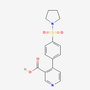 molecular formula C16H16N2O4S B6416044 4-[4-(Pyrrolidinylsulfonyl)phenyl]nicotinic acid, 95% CAS No. 1261940-00-4