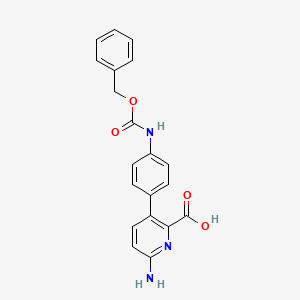 molecular formula C20H17N3O4 B6416053 6-Amino-3-(4-Cbz-aminopheny)picolinic acid, 95% CAS No. 1261972-25-1