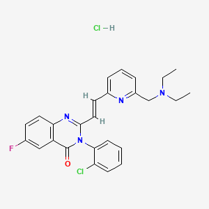molecular formula C26H25Cl2FN4O B6416092 盐酸3-(2-氯苯基)-2-[2-[6-[(二乙氨基)甲基]-2-吡啶基]乙烯基]-6-氟-4(3H)-喹唑啉酮 CAS No. 1785666-59-2