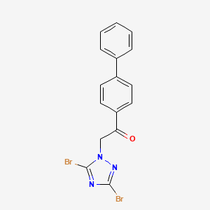 molecular formula C16H11Br2N3O B6416111 2-(Dibromo-1H-1,2,4-triazol-1-yl)-1-(4-phenylphenyl)ethan-1-one CAS No. 1240571-64-5