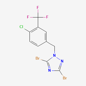 molecular formula C10H5Br2ClF3N3 B6416118 3,5-二溴-1-{[4-氯-3-(三氟甲基)苯基]甲基}-1H-1,2,4-三唑 CAS No. 1240568-47-1