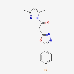 molecular formula C15H13BrN4O2 B6416202 2-(4-Bromophenyl)-5-[2-(3,5-dimethyl-1H-pyrazol-1-yl)-2-oxoethyl]-1,3,4-oxadiazole CAS No. 1325304-44-6
