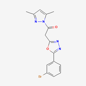molecular formula C15H13BrN4O2 B6416209 2-(3-Bromophenyl)-5-[2-(3,5-dimethyl-1H-pyrazol-1-yl)-2-oxoethyl]-1,3,4-oxadiazole CAS No. 1325306-28-2