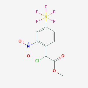 Methyl chloro-(2-nitro-4-(pentafluorosulfanyl)phenyl) acetate;  95%
