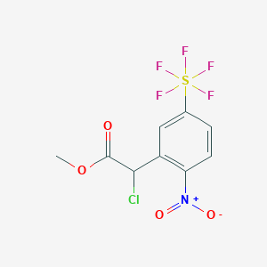 molecular formula C9H7ClF5NO4S B6416227 Methyl chloro-(2-nitro-5-(pentafluorosulfanyl)phenyl) acetate;  95% CAS No. 1309569-25-2