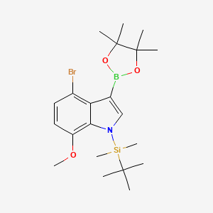 molecular formula C21H33BBrNO3Si B6416354 4-Bromo-1-(tert-Butyl-dimethyl-silanyl)-7-methoxy-1H-indole-3-boronic acid pinacol ester CAS No. 1309981-62-1