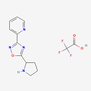 molecular formula C13H13F3N4O3 B6416396 2-[5-(2-Pyrrolidinyl)-1,2,4-oxadiazol-3-yl]pyridine trifluoroacetate, 95% CAS No. 1262774-20-8