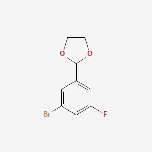 molecular formula C9H8BrFO2 B6416421 2-(3-溴-5-氟苯基)-1,3-二氧戊环 CAS No. 1379314-34-7