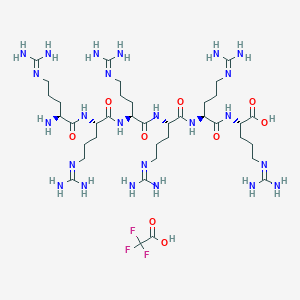 (2S)-2-[[(2S)-2-[[(2S)-2-[[(2S)-2-[[(2S)-2-[[(2S)-2-amino-5-(diaminomethylideneamino)pentanoyl]amino]-5-(diaminomethylideneamino)pentanoyl]amino]-5-(diaminomethylideneamino)pentanoyl]amino]-5-(diaminomethylideneamino)pentanoyl]amino]-5-(diaminomethylideneamino)pentanoyl]amino]-5-(diaminomethylideneamino)pentanoic acid;2,2,2-trifluoroacetic acid