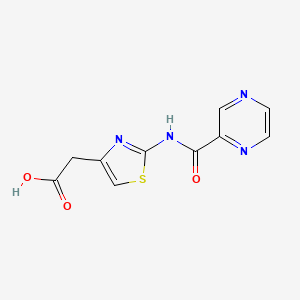 molecular formula C10H8N4O3S B6416656 2-[2-(pyrazine-2-amido)-1,3-thiazol-4-yl]acetic acid CAS No. 926204-94-6