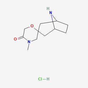 molecular formula C11H19ClN2O2 B6416798 4'-methyl-8-azaspiro[bicyclo[3.2.1]octane-3,2'-morpholin]-5'-one hydrochloride CAS No. 2097954-29-3