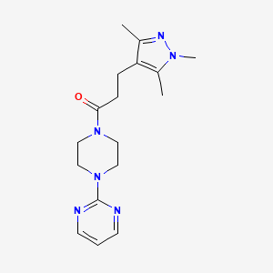 molecular formula C17H24N6O B6416832 1-[4-(pyrimidin-2-yl)piperazin-1-yl]-3-(1,3,5-trimethyl-1H-pyrazol-4-yl)propan-1-one CAS No. 1223646-84-1