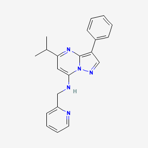 molecular formula C21H21N5 B6416842 3-phenyl-5-(propan-2-yl)-N-[(pyridin-2-yl)methyl]pyrazolo[1,5-a]pyrimidin-7-amine CAS No. 900295-61-6