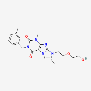 molecular formula C21H25N5O4 B6416854 8-[2-(2-hydroxyethoxy)ethyl]-1,7-dimethyl-3-[(3-methylphenyl)methyl]-1H,2H,3H,4H,8H-imidazo[1,2-g]purine-2,4-dione CAS No. 915926-65-7