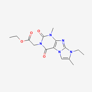 molecular formula C15H19N5O4 B6416876 ethyl 2-{8-ethyl-1,7-dimethyl-2,4-dioxo-1H,2H,3H,4H,8H-imidazo[1,2-g]purin-3-yl}acetate CAS No. 887462-63-7