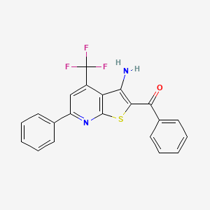 molecular formula C21H13F3N2OS B6416905 2-benzoyl-6-phenyl-4-(trifluoromethyl)thieno[2,3-b]pyridin-3-amine CAS No. 299164-11-7