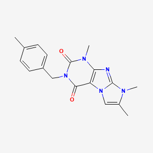 molecular formula C18H19N5O2 B6416910 1,7,8-trimethyl-3-[(4-methylphenyl)methyl]-1H,2H,3H,4H,8H-imidazo[1,2-g]purine-2,4-dione CAS No. 887461-45-2