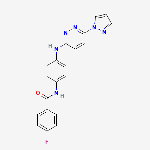 molecular formula C20H15FN6O B6416931 4-fluoro-N-(4-{[6-(1H-pyrazol-1-yl)pyridazin-3-yl]amino}phenyl)benzamide CAS No. 1019105-28-2